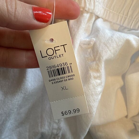 LOFT Outlet White Lightweight Cotton Drawstring Waist Pants Size XL NEW - Picture 8 of 9